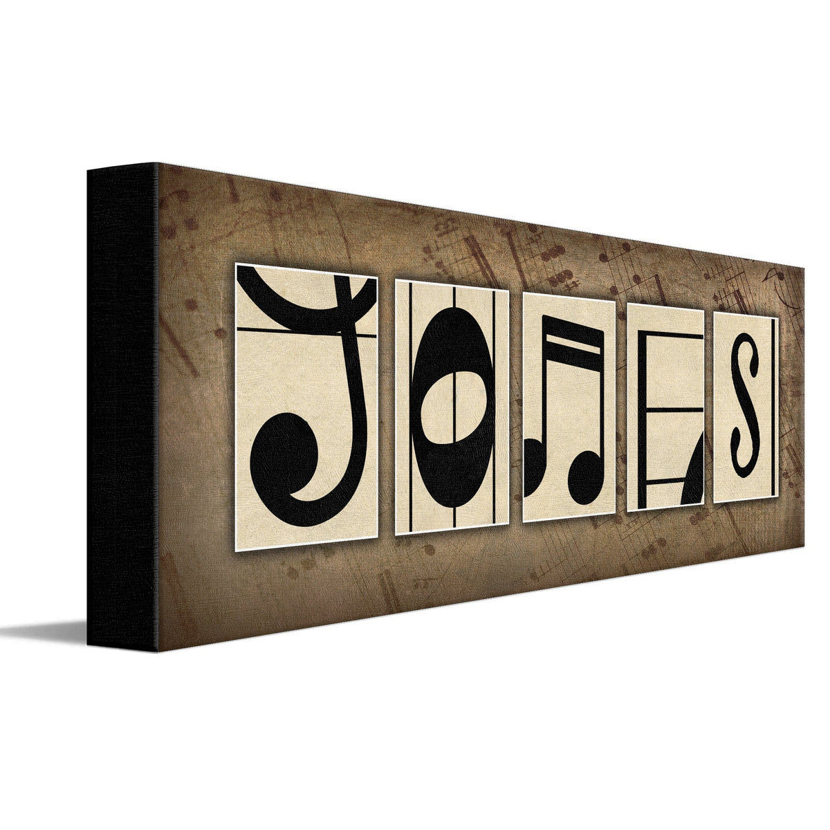 Personal-Prints art 6"x18" Stretched Canvas Music Letters Name Print