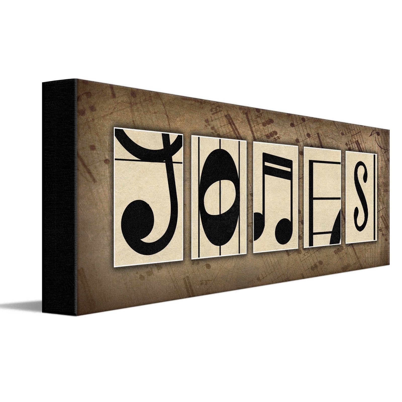 Personal-Prints art 6"x18" Stretched Canvas Music Letters Name Print