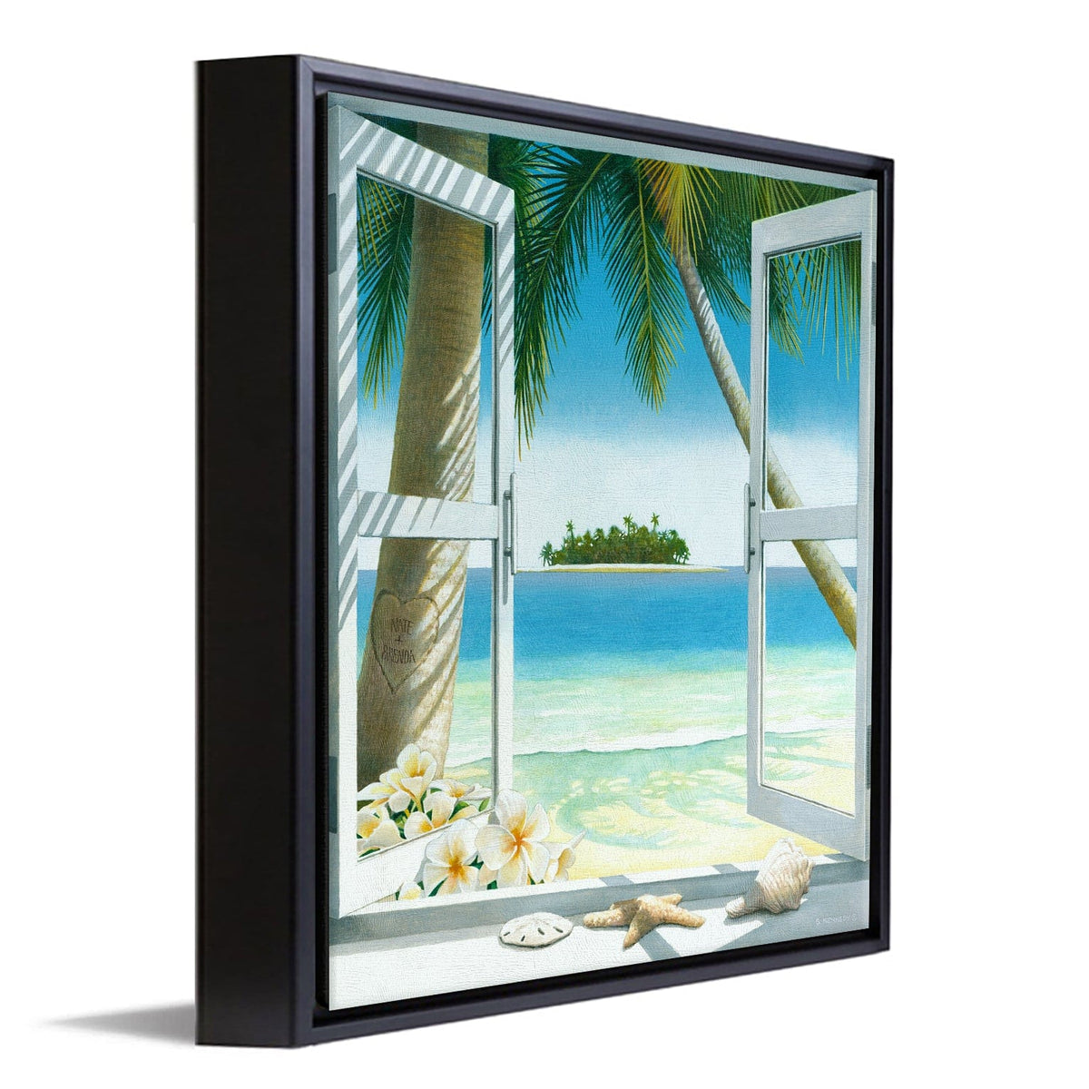 Personal-Prints art 14"x14" Float Framed Canvas Our Island Getaway