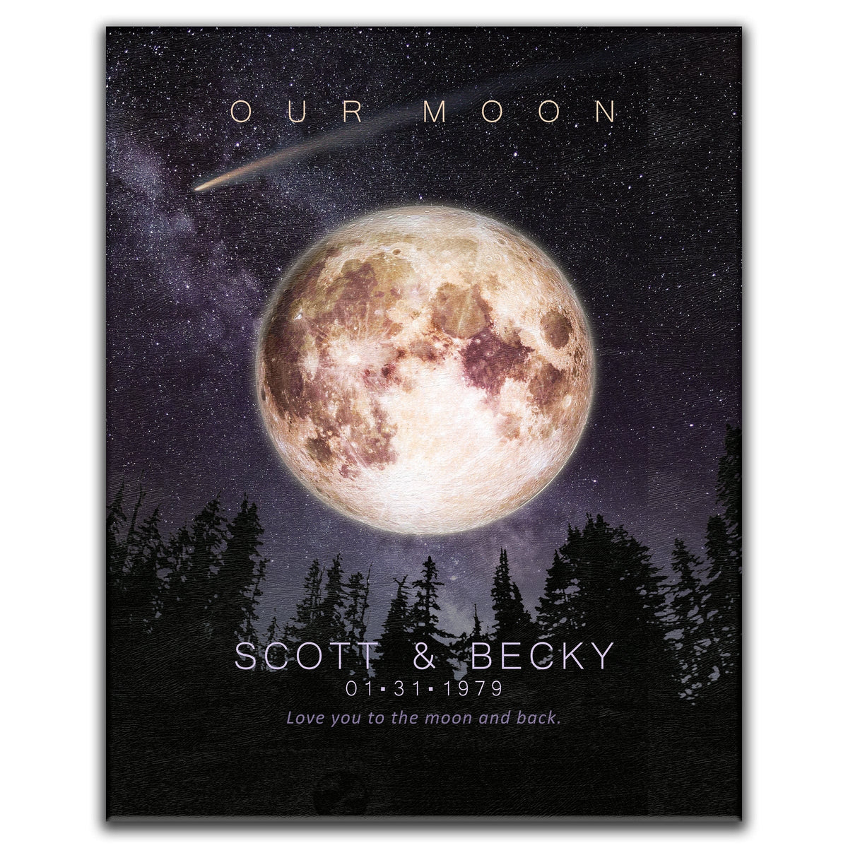 Personal-Prints art 11"x14" Stretched Canvas Our Moon - Personalized Gift