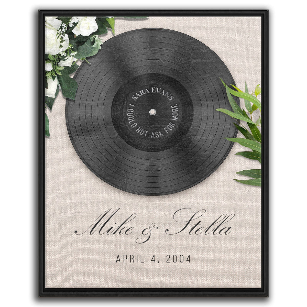 Personal-Prints art 20"x24" Float Framed Canvas Our Song (Black Vinyl)