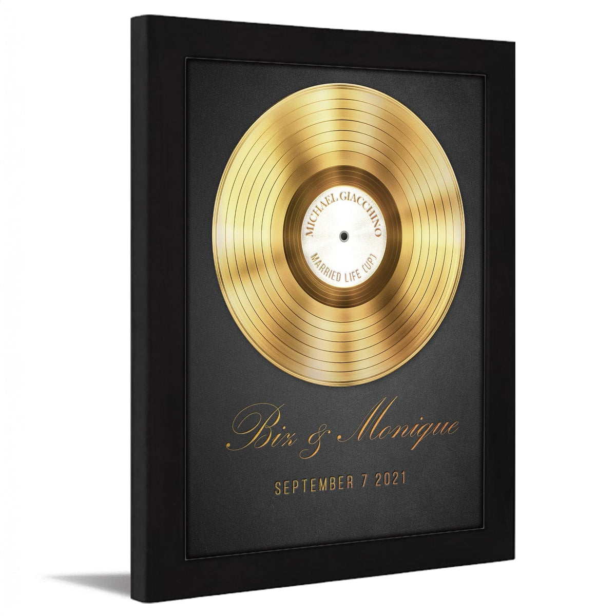 Personal-Prints art 11"x14" Framed Behind Acrylic Our Song (Gold Vinyl)
