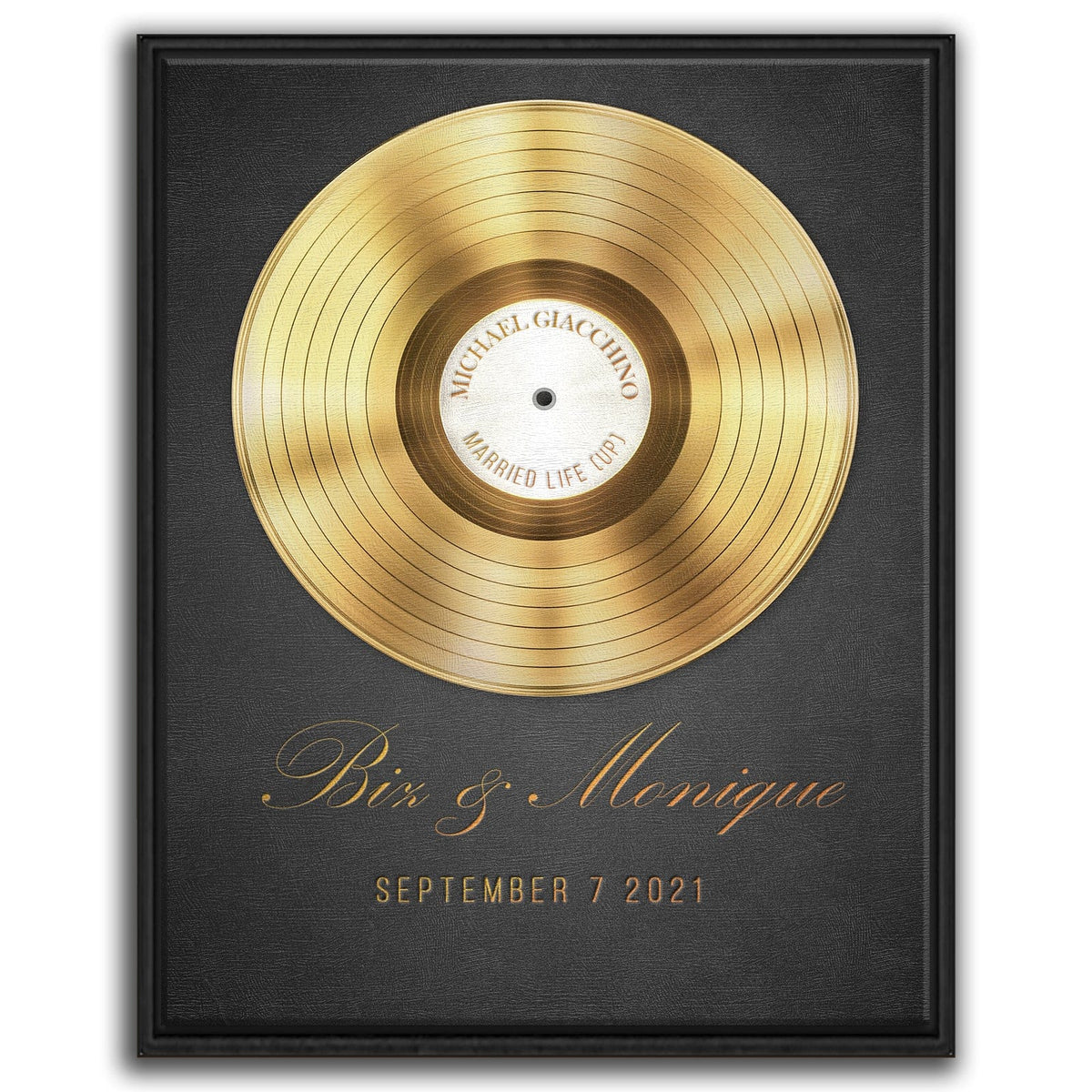 Personal-Prints art 20"x24" Float Framed Canvas Our Song (Gold Vinyl)
