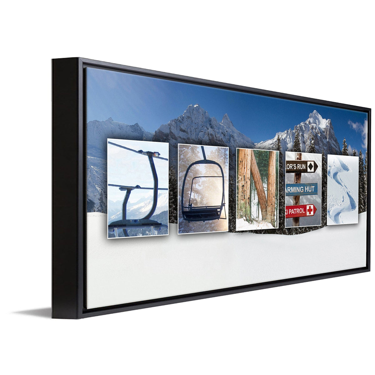 Personal-Prints art 16"x32" Float Framed Canvas Ski Letter Name Art Print