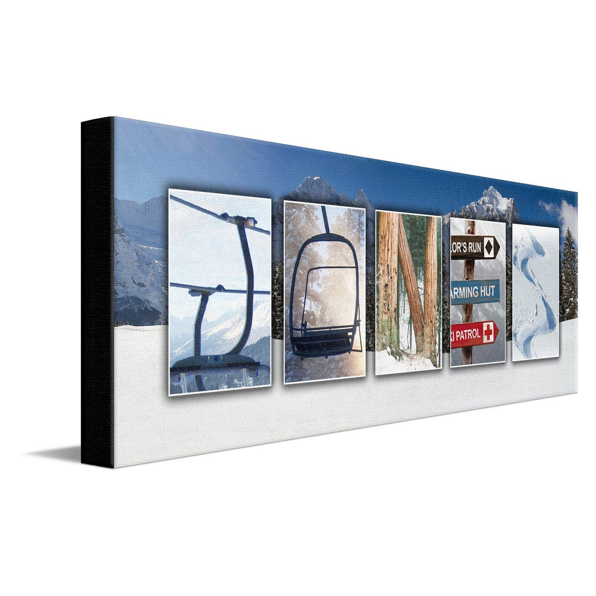 Personal-Prints art 10"x30" Stretched Canvas Ski Letter Name Art Print