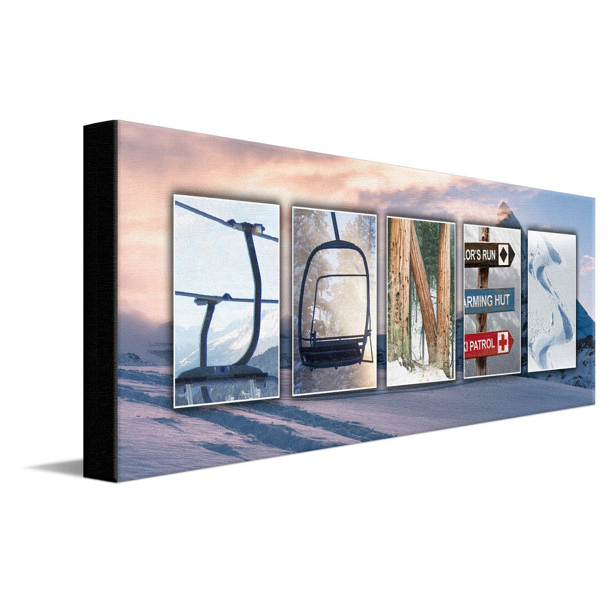 Personal-Prints art 10"x30" Stretched Canvas Snowboard Name Art Print