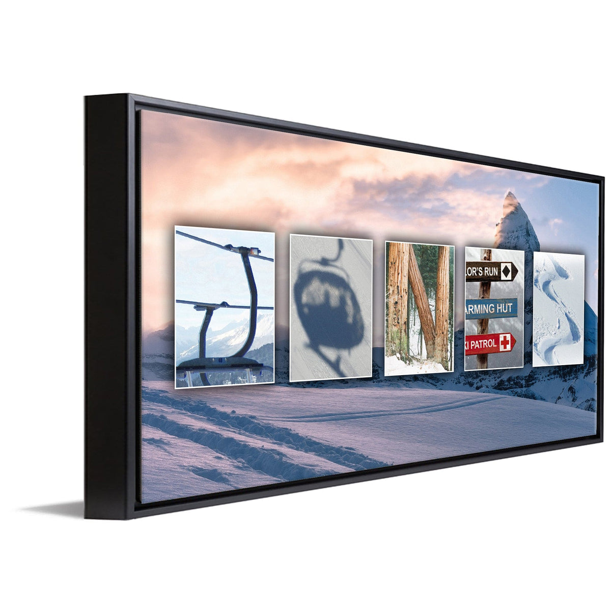 Personal-Prints art 16"x32" Float Framed Canvas Snowboard Name Art Print