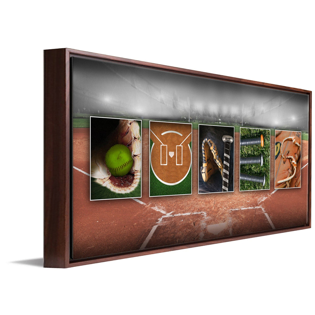 Personal-Prints art 16"x32" Float Framed Canvas Softball Photo Name Art
