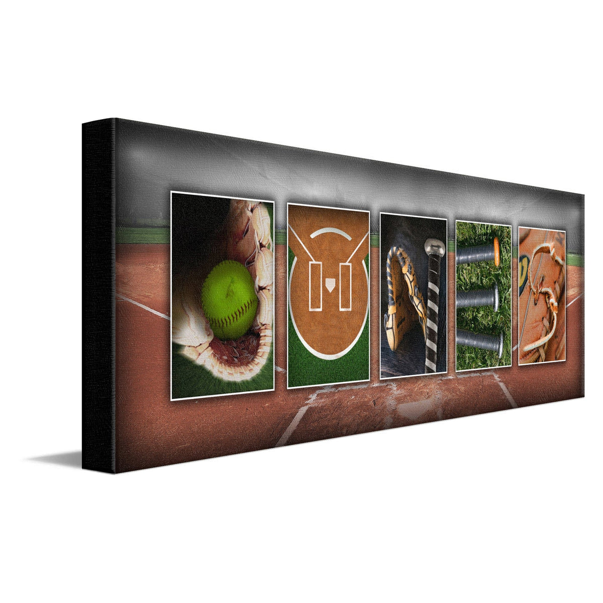 Personal-Prints art 10"x30" Stretched Canvas Softball Photo Name Art