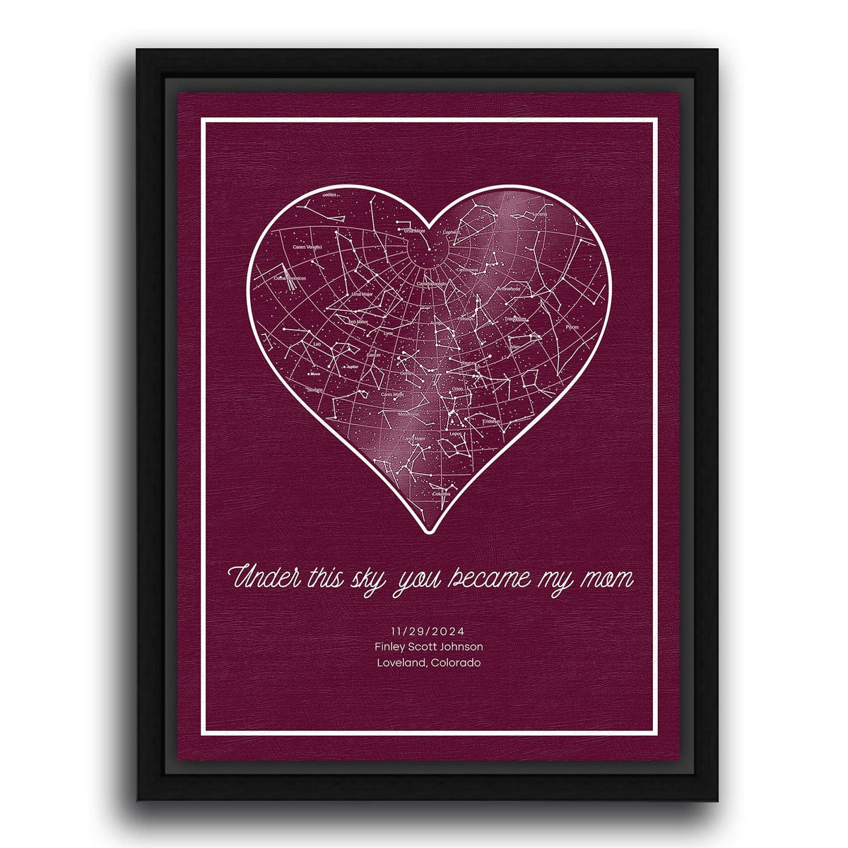 Personal-Prints art Star Map Art – The Night I Became a Mother | Precise Stars and Constellations | Art for Mother’s Day, New Baby, or Nursery.