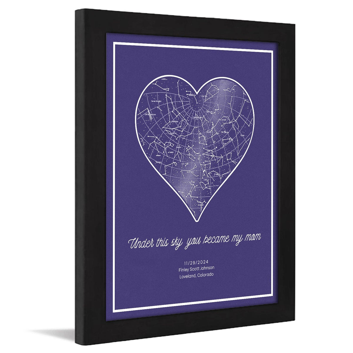 Personal-Prints art 11"x14" Framed Under Acrylic Star Map Art – The Night I Became a Mother | Precise Stars and Constellations | Art for Mother’s Day, New Baby, or Nursery.