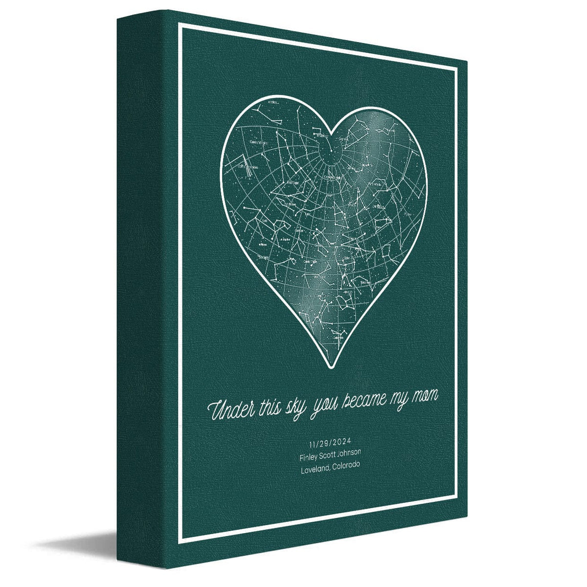 Personal-Prints art 11"x14" Stretched Canvas Star Map Art – The Night I Became a Mother | Precise Stars and Constellations | Art for Mother’s Day, New Baby, or Nursery.