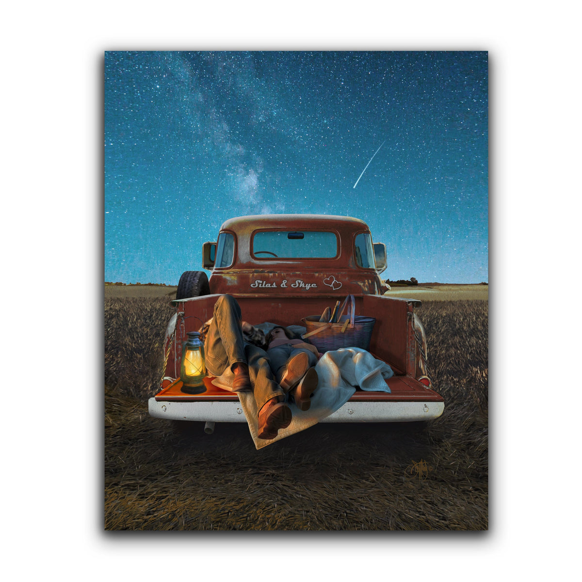 Personal-Prints art 8"x10" Easel Backed Canvas Stargazers | Personalized 1954 Chevy