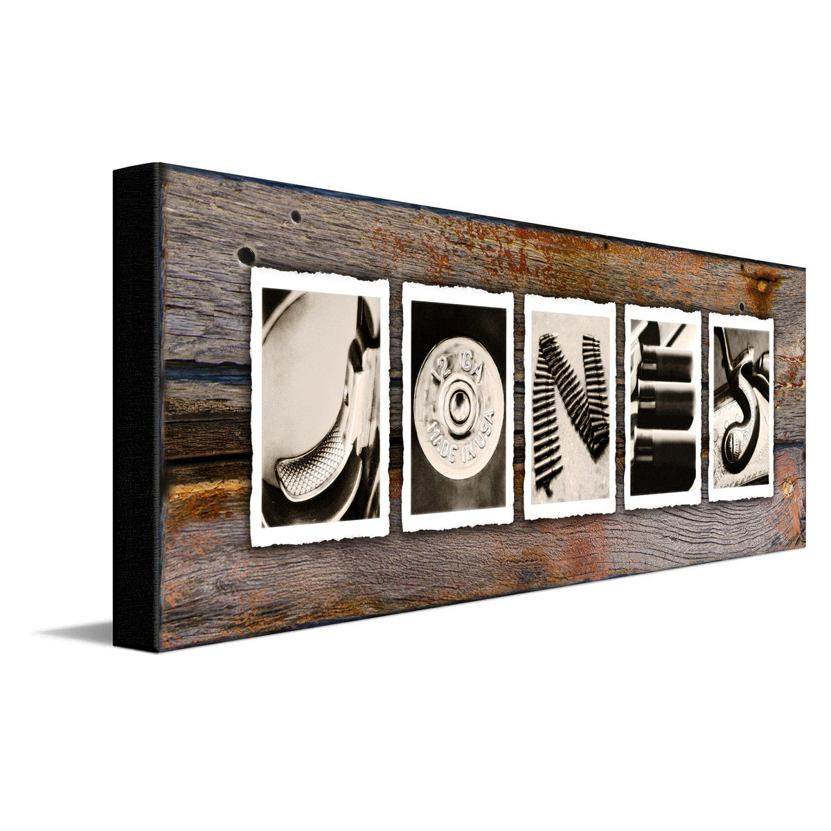 Personal-Prints art 10"x30" Stretched Canvas Vintage Firearm Guns Name Art