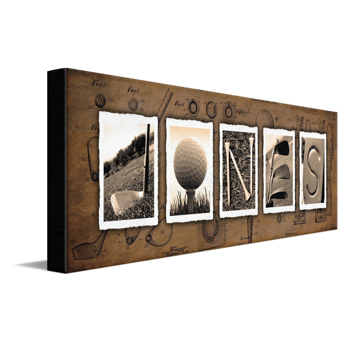 Personal-Prints art 10"x30" Stretched Canvas Vintage Golf Name Art Print