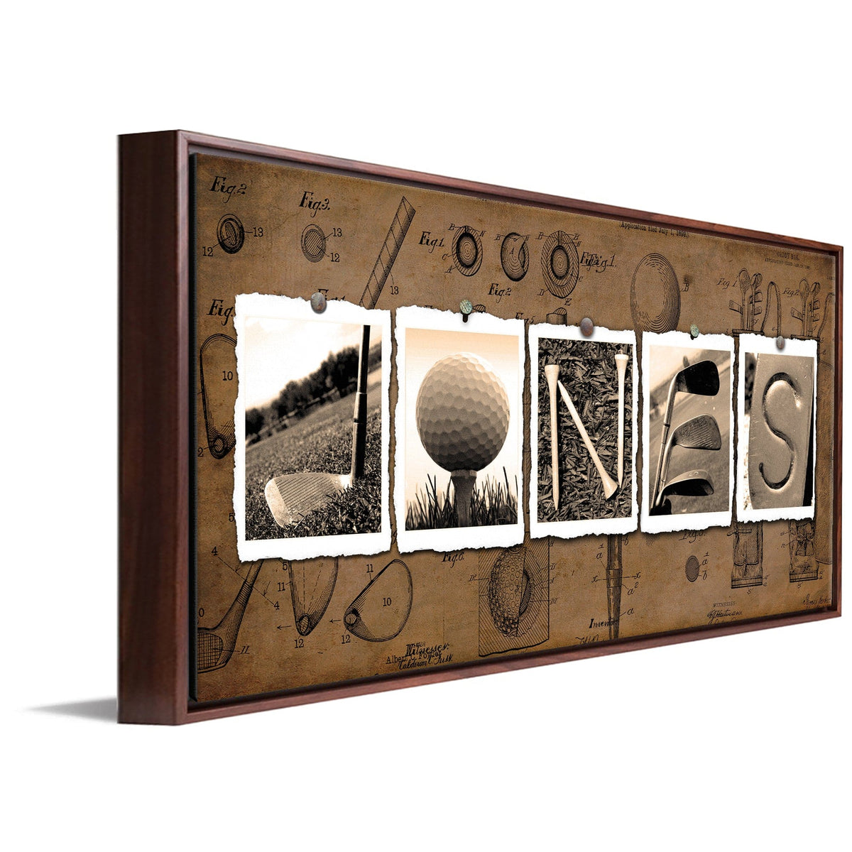 Personal-Prints art 16"x32" Float Framed Canvas Vintage Golf Name Art Print