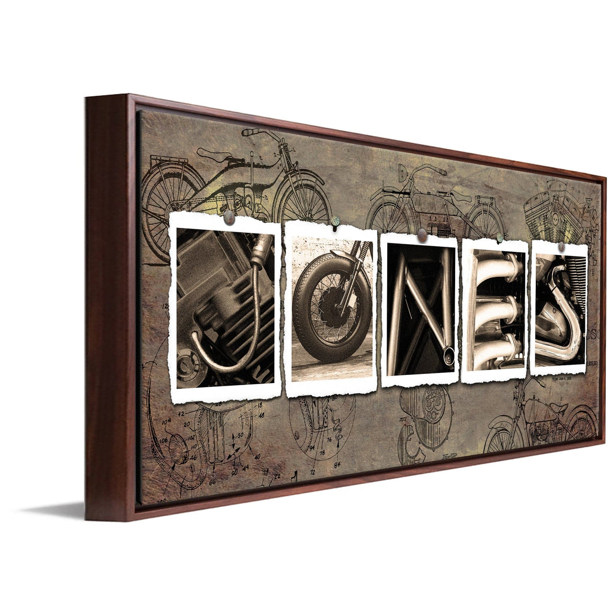 Personal-Prints art 16"x32" Float Framed Canvas Vintage Motorcycle Letters Name Print