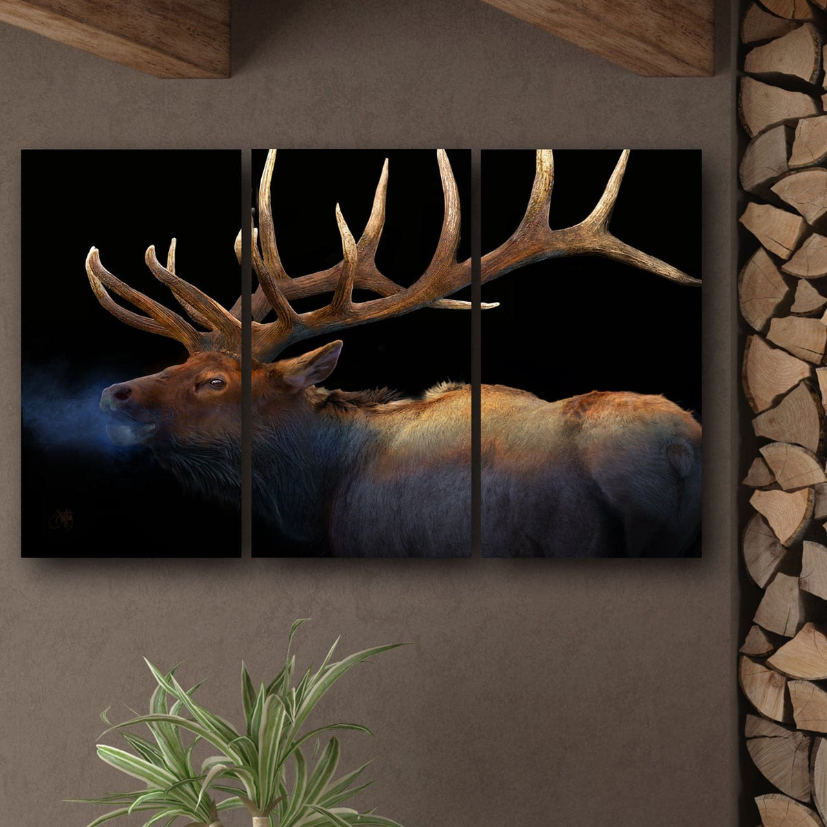 Personal-Prints art Winter Elk - Triptych