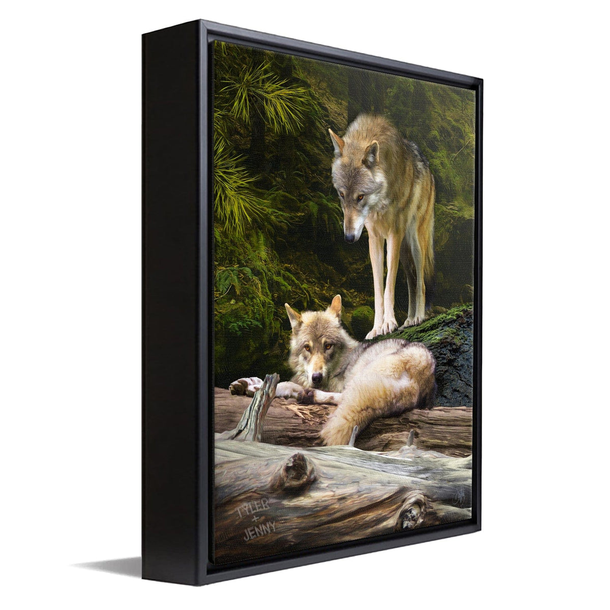 Personal-Prints art 12"x16" Float Framed Canvas Wolf Couple - Wolves