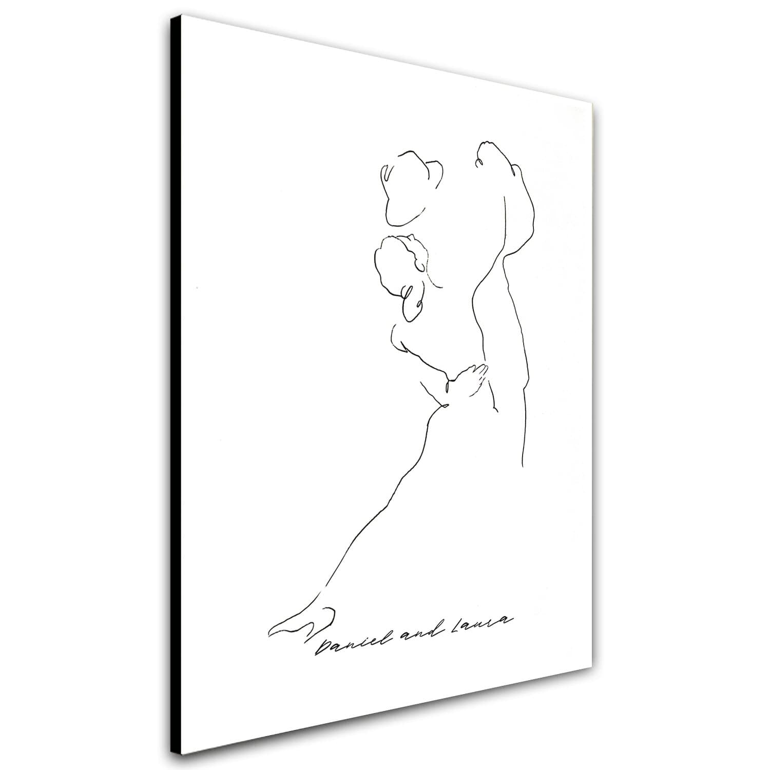 The Dance Contemporary Line Drawing Art & Romantic Personalized Gift for a Couple