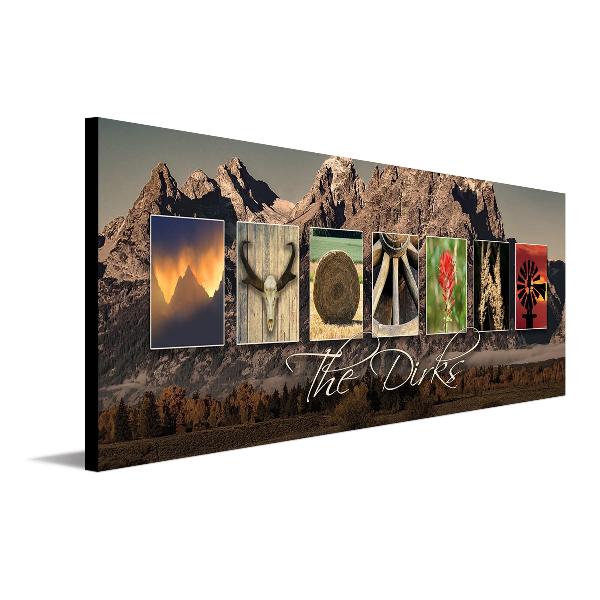 Personalized Wyoming art using images from the state to spell the word Wyoming - Personal-Prints