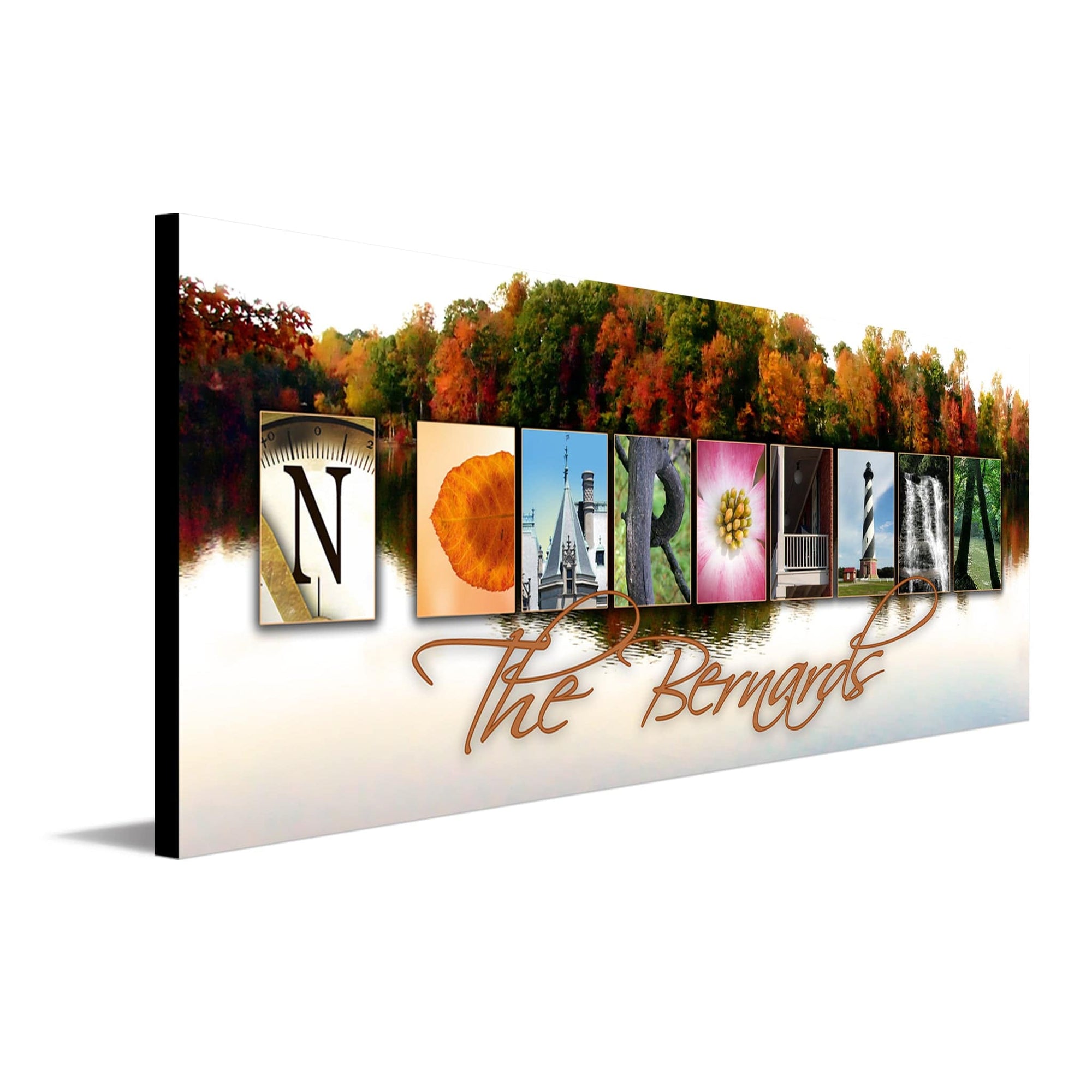 North Carolina state art using images from the state to spell the words North Carolina - Personal-Prints