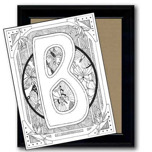 Monogram Coloring Page and Frame Kit - B