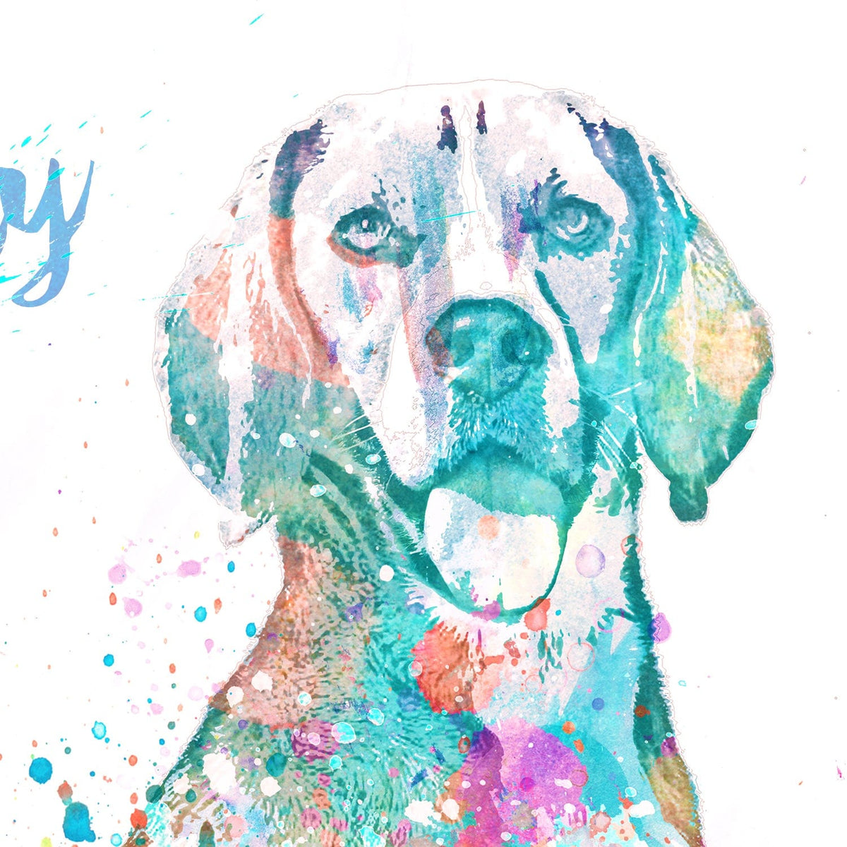 Beagle Dog Watercolor Pet Portrait Detail