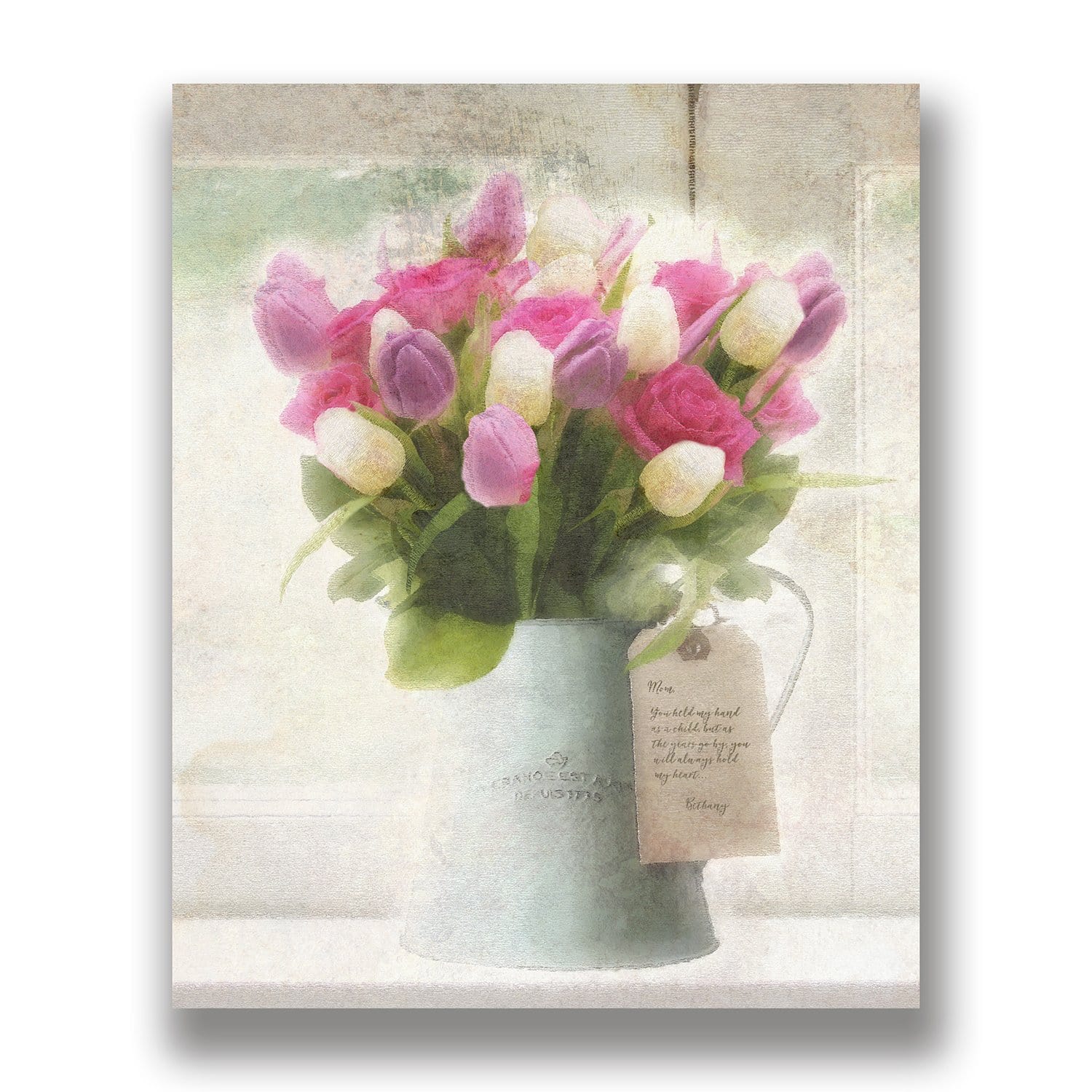 Spring Tulips Floral Art - Personalized gift with your text in the art