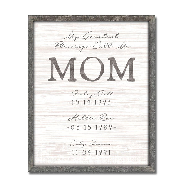 My Greatest Blessings Call Me Mom Picture Canvas, Mom Gifts For Mother's Day,  Unique Personalized Gifts For Mom - Best Personalized Gifts For Everyone