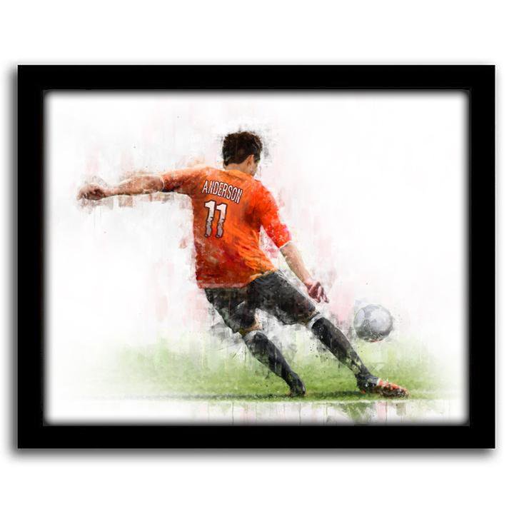 Your name on the soccer jersey in this canvas art gift for the soccer fan, player or coach. 