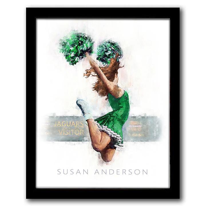 Framed canvas sports art for the cheerleader