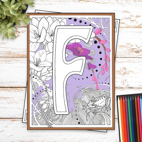 Monogram Coloring Page and Frame Kit - F