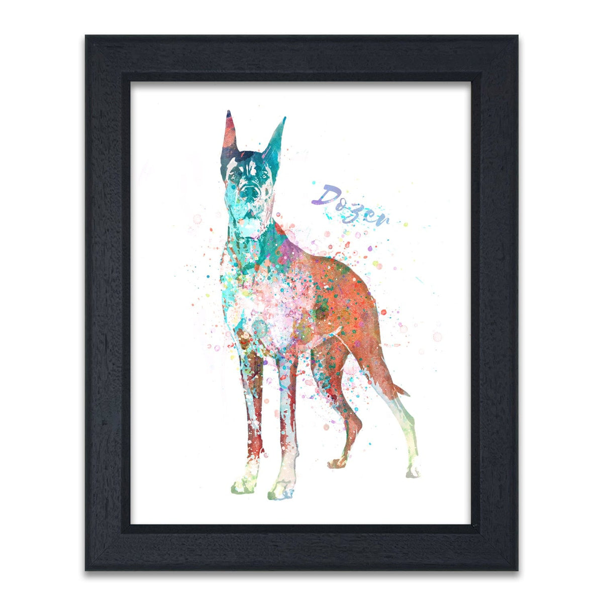 Framed pet dog artwork - personalized Great Dane gift from personal prints