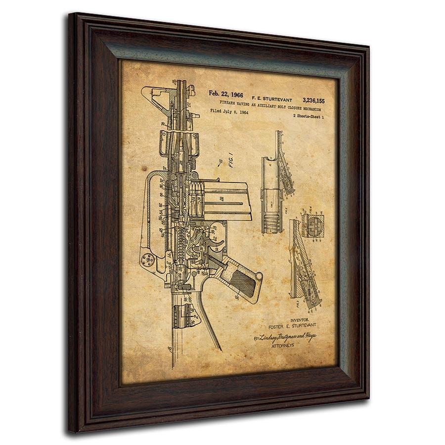 Vintage gun poster from the original patent in 1966 for the M16- Personal-Prints