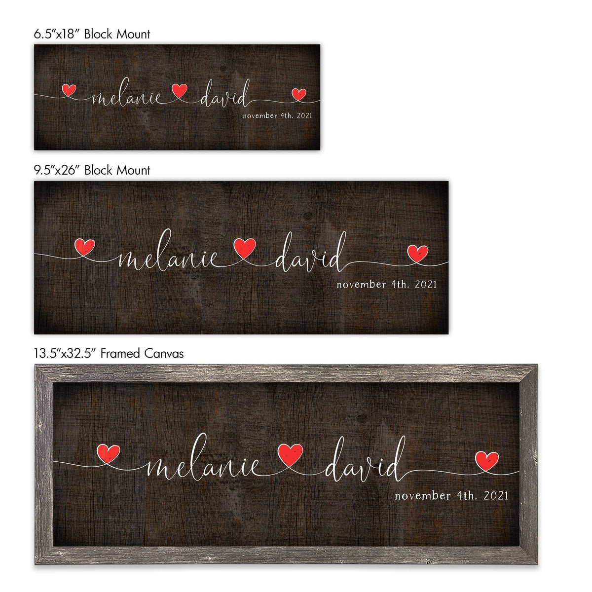 Size options of the Love Intertwined Parchment farmhouse finish