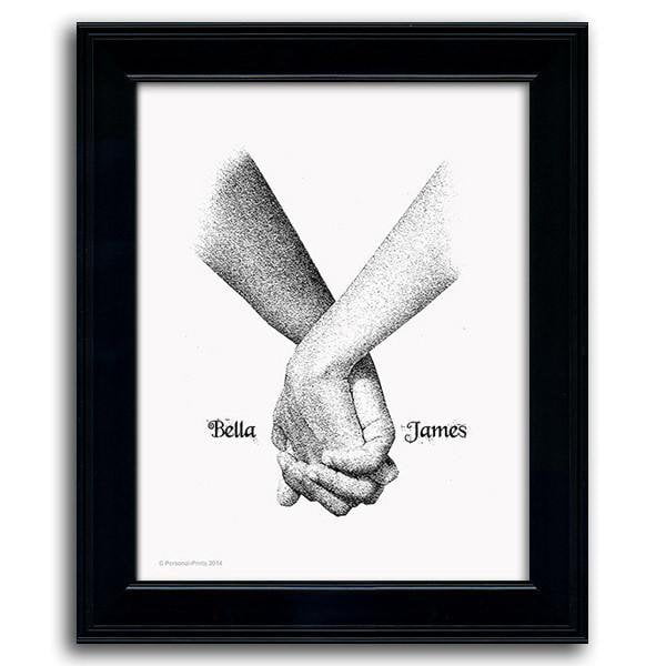 couple drawing sketch holding hands
