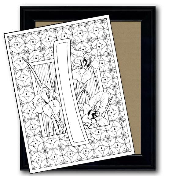 Monogram Coloring Page and Frame Kit - I