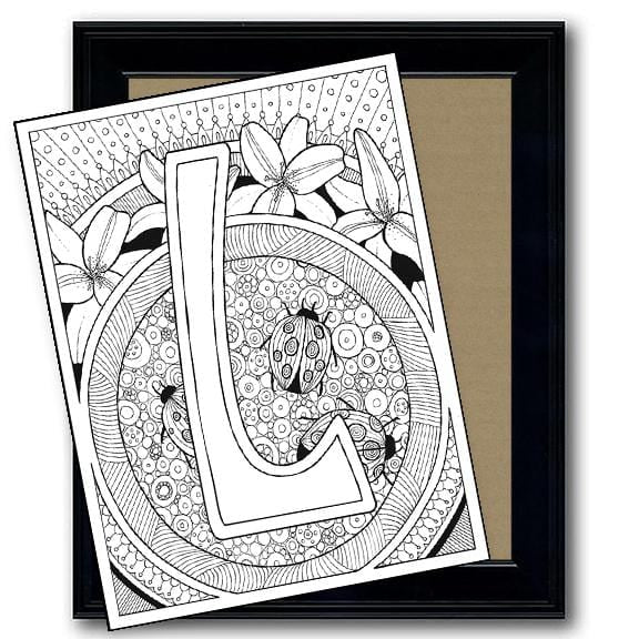 Monogram Coloring Page and Frame Kit - L