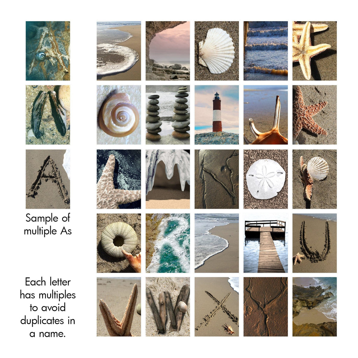 Personalized Beach Photography Alphabet from Personal Prints