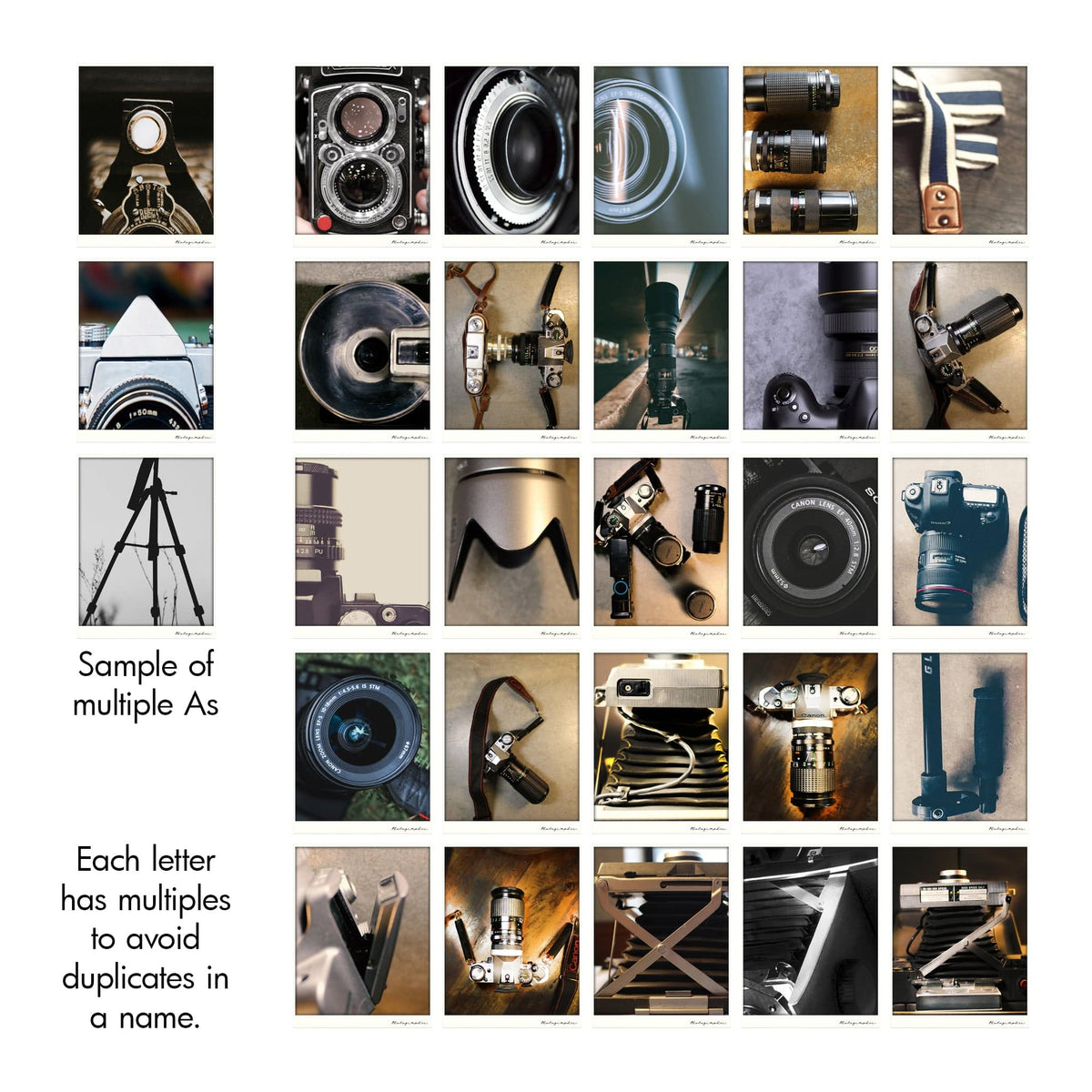 Photographer alphabet from Personal Prints