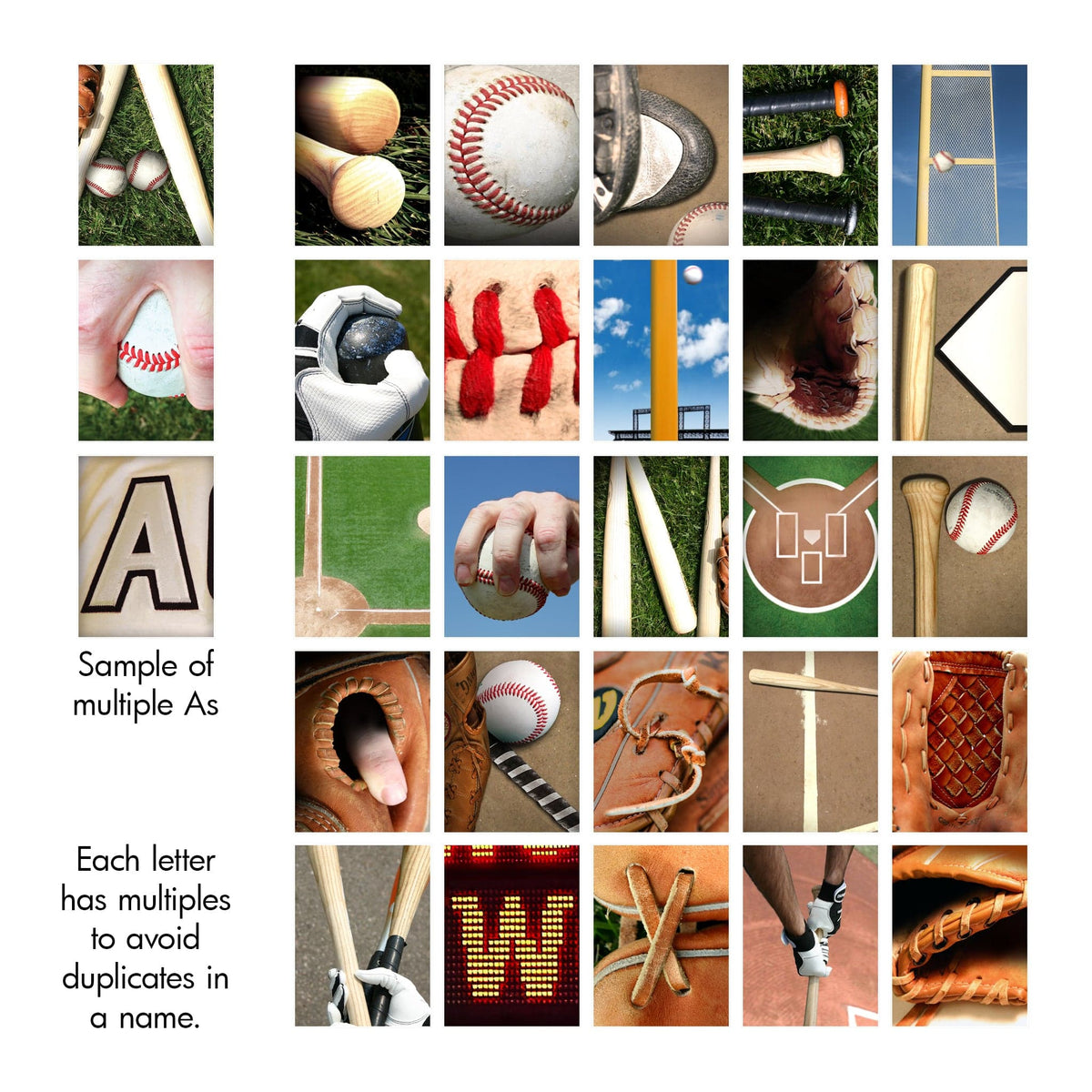 Baseball Name Art - Full Alphabet