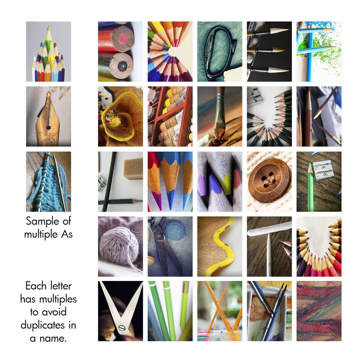 Craft Photography alphabet from Personal Prints