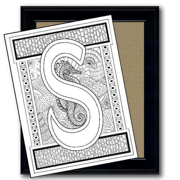 Monogram Coloring Page and Frame Kit - S