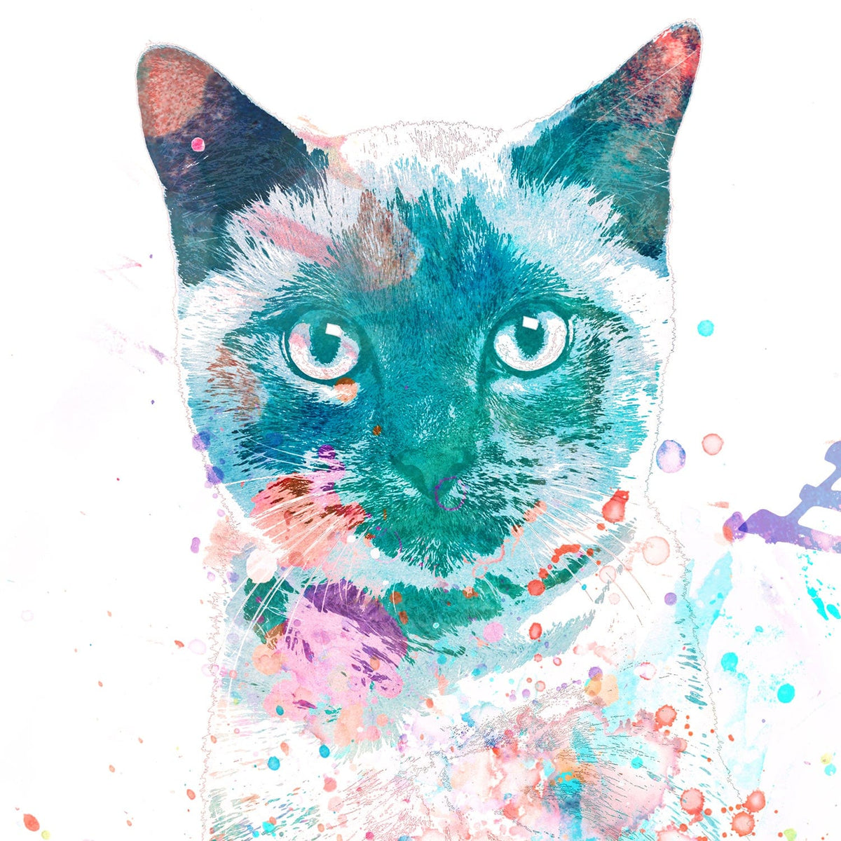 Siamese Cat Personalized Pet Art Portrait Painting Detail