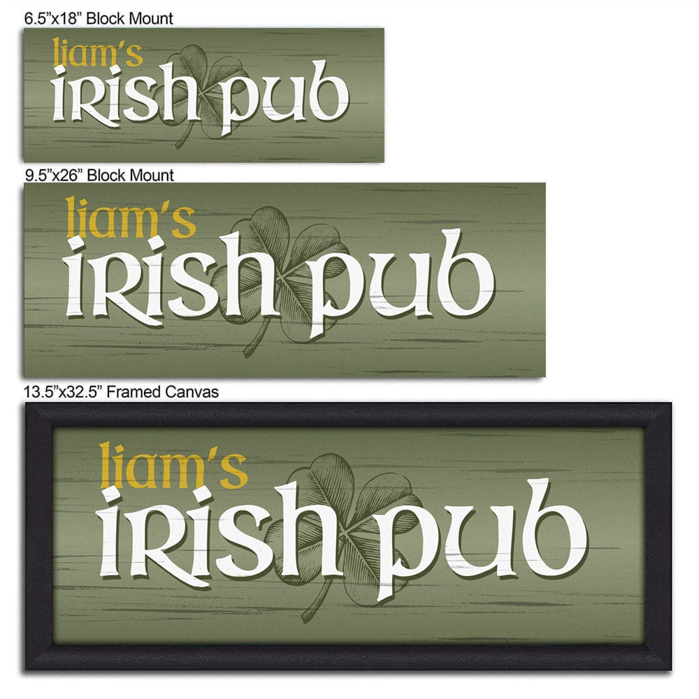 Personalized Irish Pub Sign size chart