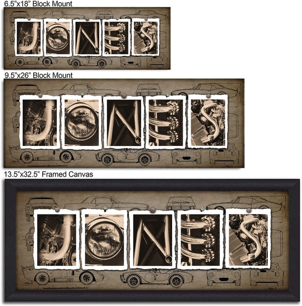 Vintage Automobile Cars Letter Name Print Personal Prints Personal