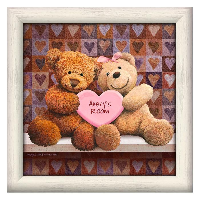 Personalized gift for little girl&#39;s bedroom decor - Teddy Bear Canvas Art