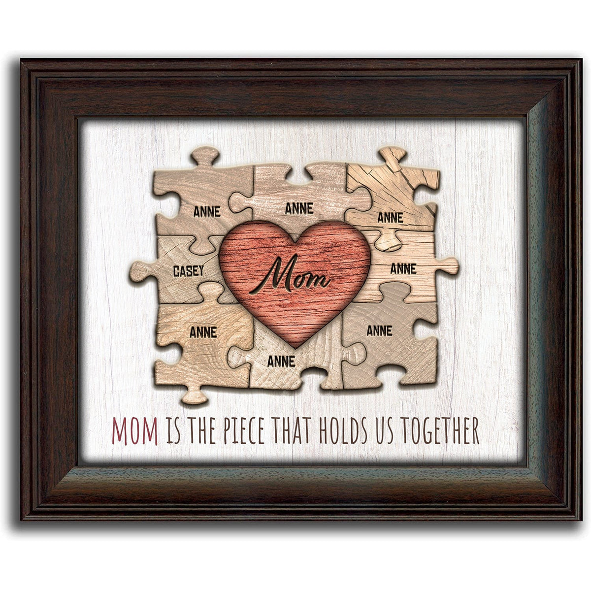 Personalized Art Gift for Mom with Names on puzzle pieces in the art