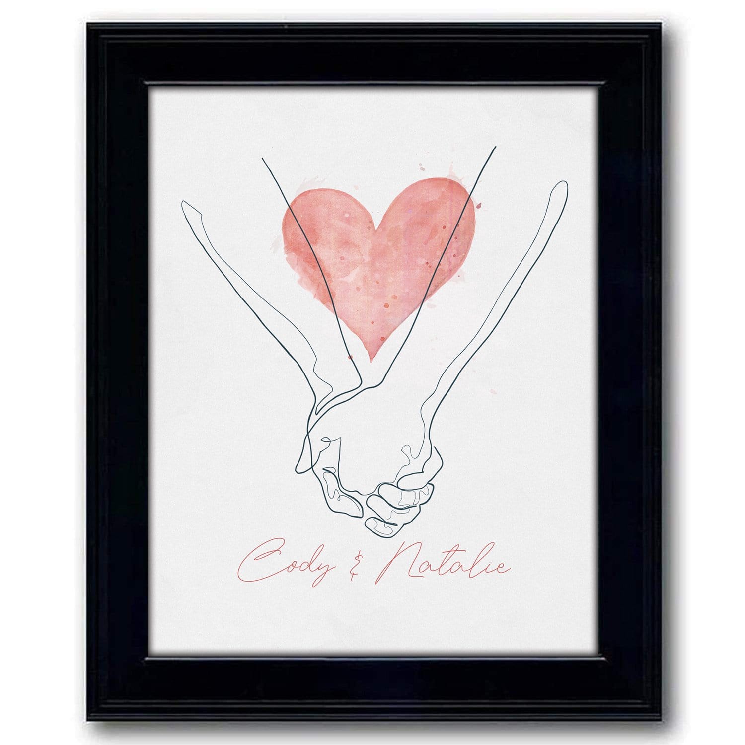 romantic personalized art - holding hands - romantic gift idea for any special occasion